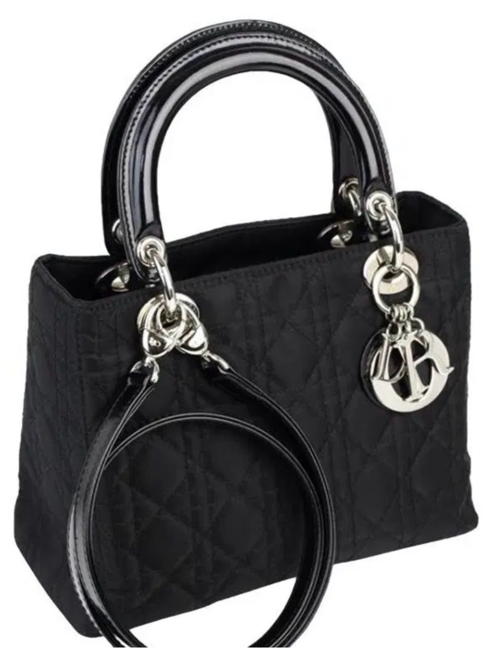 Black Quilted Top-Handle Bag with Silver Hardware Preloved Authentic